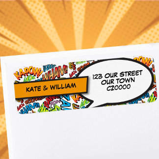 Modern Fun Colourful Comic Book Return Address Label