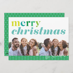 Modern Fun Colourful Merry Christmas 2 Photo Holiday Card