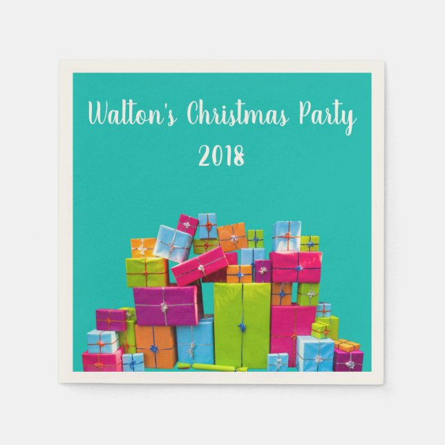 Modern fun colourful presents Christmas Napkin (Front)