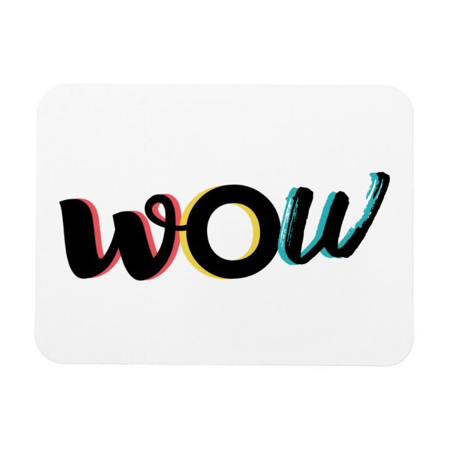 Modern, fun, colourful typography design of Wow Magnet (Horizontal)