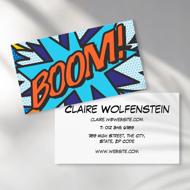 Modern Fun Comic Book BOOM Business Card (Creator Uploaded)