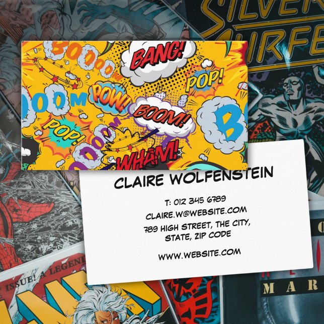 Modern Fun Comic Book Colourful Trendy Business Card (Modern Fun Comic Book Colorful Trendy Business Card)