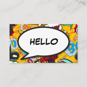 Modern Fun Comic Book Speech Bubble HELLO Business Card