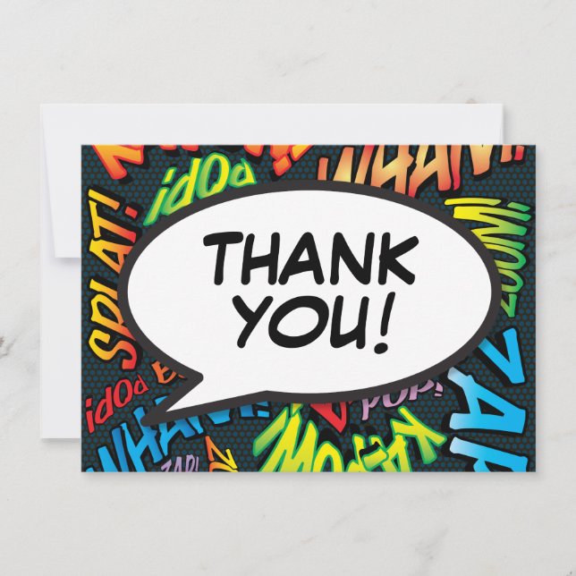 Modern Fun Comic Book Thank You Card (Front)