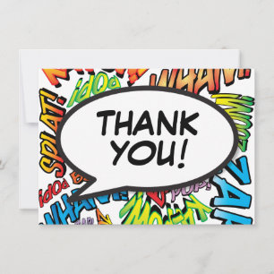 Modern Fun Comic Book Typographic Thank You Card