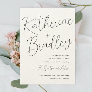 Modern fun couples names Luxe Paper Wedding Invitation