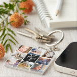 Modern Fun Dad 8 Photo Collage Keepsake Key Ring<br><div class="desc">Create your own Dad Keepsake Photo collage Double-sided Keychain. Design features 8 trendy insta square pictures of your choice, the modern fun text 'DAD' with a chalk doodle crown, we love you and name/s. A beautiful Father's Day gift for dads to cherish forever. Square block can be changed to any...</div>