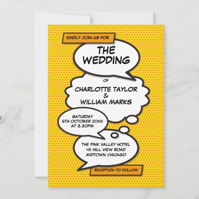 Modern Fun Designer Comic Book Wedding Invitation (Front)