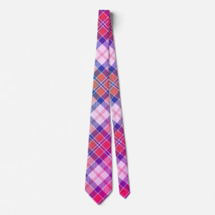 Modern, Fun Diagonal Plaid - Pink Peach Blue White Tie