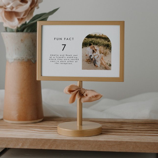 Modern Fun Fact Wedding Photo Table Number (Creator Uploaded)