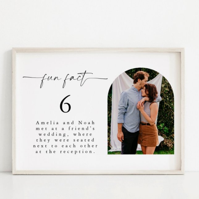 Modern Fun Fact Wedding Photo Table Number (Creator Uploaded)