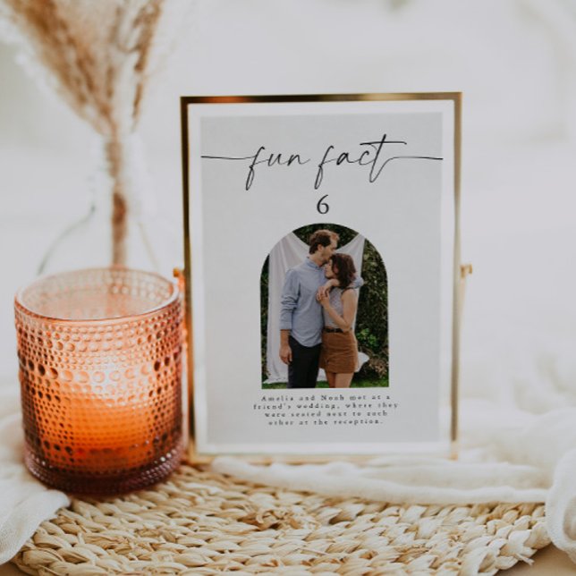 Modern Fun Fact Wedding Photo Table Number (Creator Uploaded)
