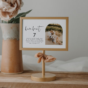 Modern Fun Fact Wedding Photo Table Number
