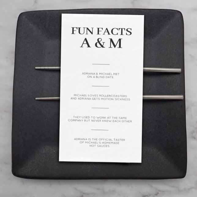 Modern Fun Facts Bold Typography Wedding  Napkin (Creator Uploaded)
