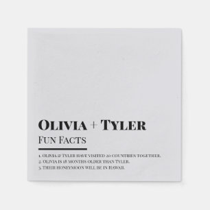 Modern Fun Facts Wedding Reception Cocktail Napkin