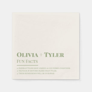 Modern Fun Facts Wedding Reception Sage Green Napkin