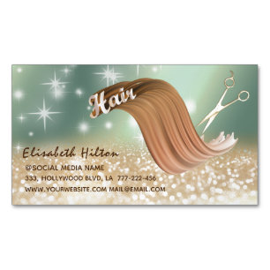 Modern fun funky colourful sparkling HAIR logo Magnetic Business Card