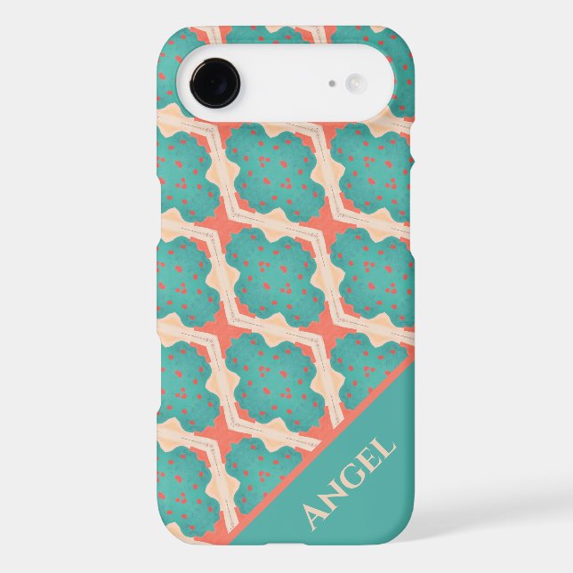 Modern Fun & Funky Organic Graphic Pattern Teal (Back)