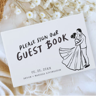 Modern Fun Funky Retro Wedding Guest Book