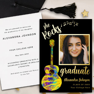 Modern Fun Graduate Photo Script Black and Gold