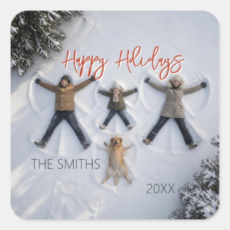 Modern & Fun "Happy Holidays" Photo Square Sticker