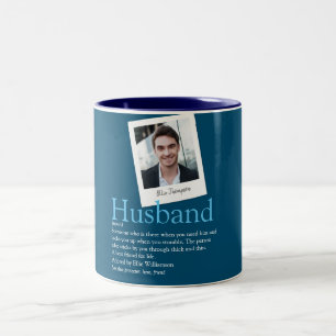 Modern Fun Husband Definition Photo Blue Two-Tone Coffee Mug