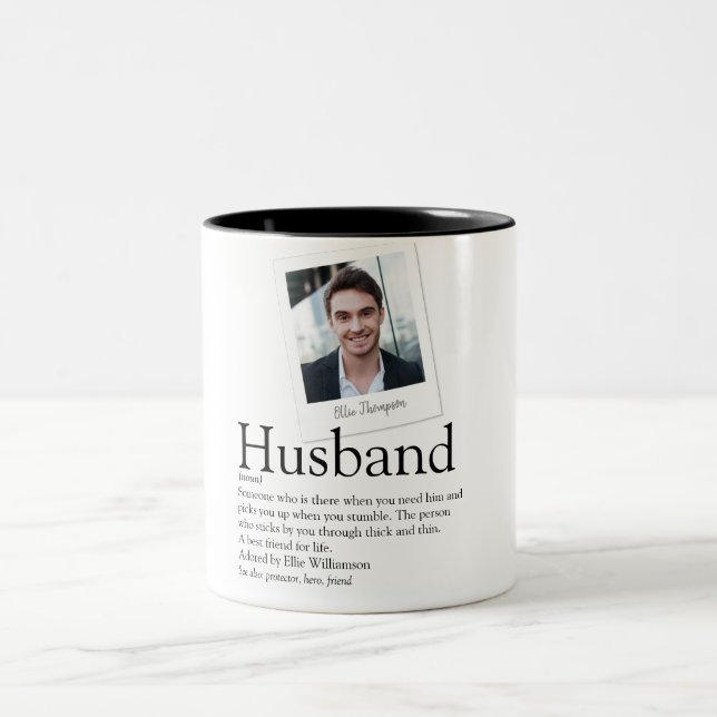 Modern Fun Husband Definition Photo Two-Tone Coffee Mug (Center)