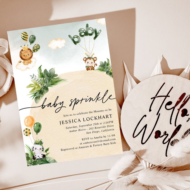 Modern Fun Jungle Safari Boy Baby Sprinkle Invitation (Creator Uploaded)