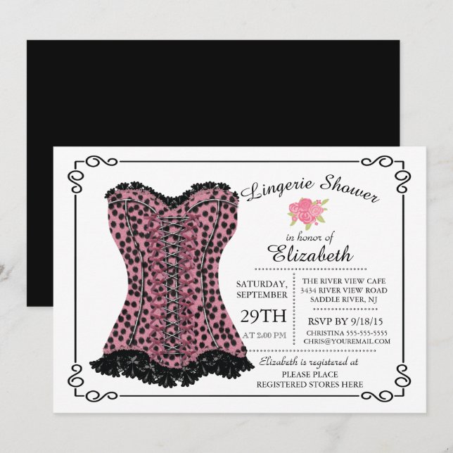 Modern & Fun Lingerie Bridal Shower Invitation (Front/Back)
