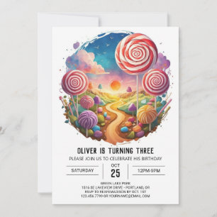 Modern Fun Lollipop Birthday Invitation
