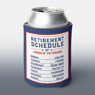 Modern Fun Man Blue White Retire Schedule Plan Can Cooler