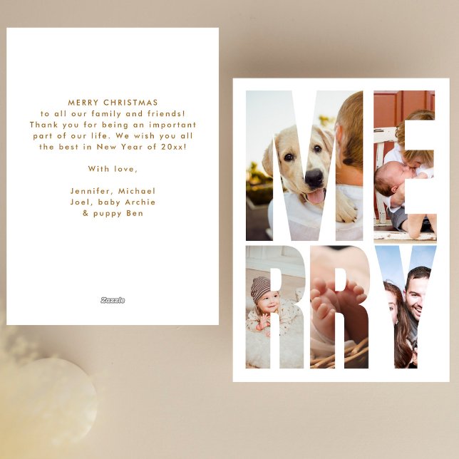 Modern Fun Merry Photo Letter Frames Christmas  Holiday Card (Creator Uploaded)
