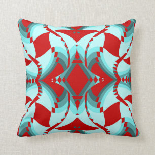 Modern Fun on Teal/Red/Blue Cushion