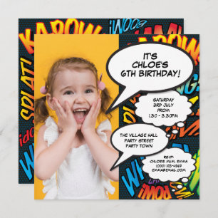 Modern Fun Photo Birthday Party Invitation