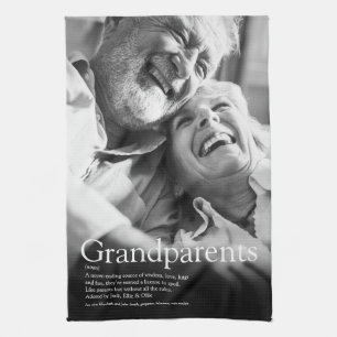 Modern Fun Photo Grandparents Definition Tea Towel