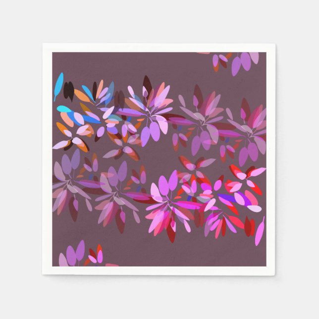 Modern Fun Pink and Purple Stylised Floral Party Napkin (Front)
