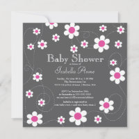 Modern & Fun Pink Flowers Flora Girls Baby Shower