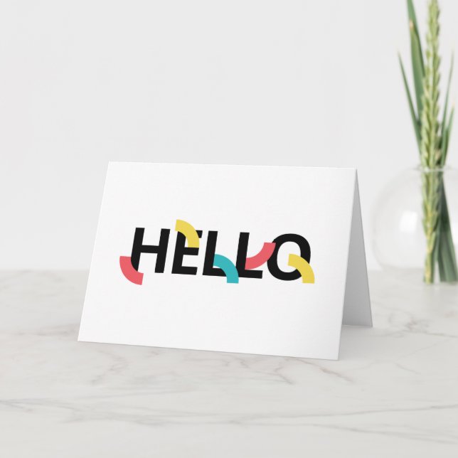 Modern, fun, playful, colourful design of Hello Card (Front)