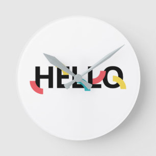 Modern, fun, playful, colourful design of Hello Round Clock