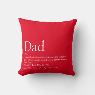 Modern Fun Red Dad Daddy Father Definition Cushion