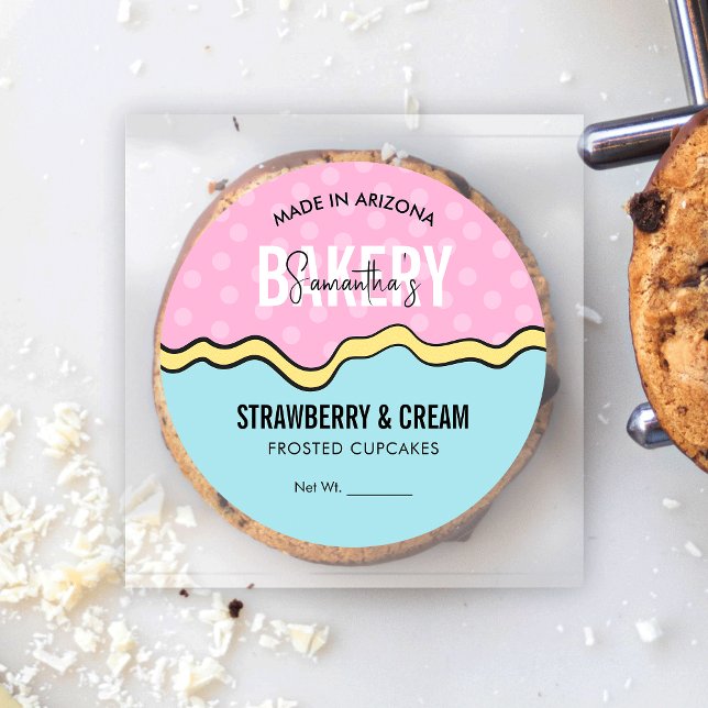 Modern Fun Retro Colourful Drip Cake Bakery Cookie Classic Round Sticker (Add a pop of color to your bakery packaging with these retro and fun food stickers)
