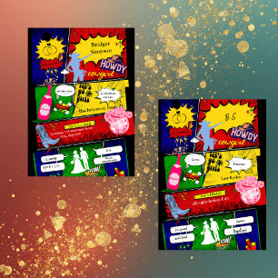 modern fun retro comic bachelorette cowgirl