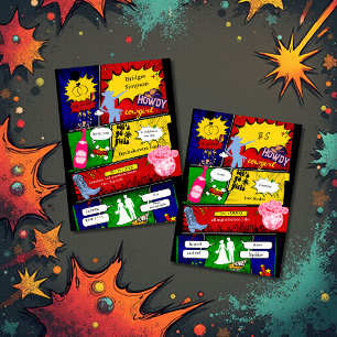 modern fun retro comic bachelorette cowgirl invitation