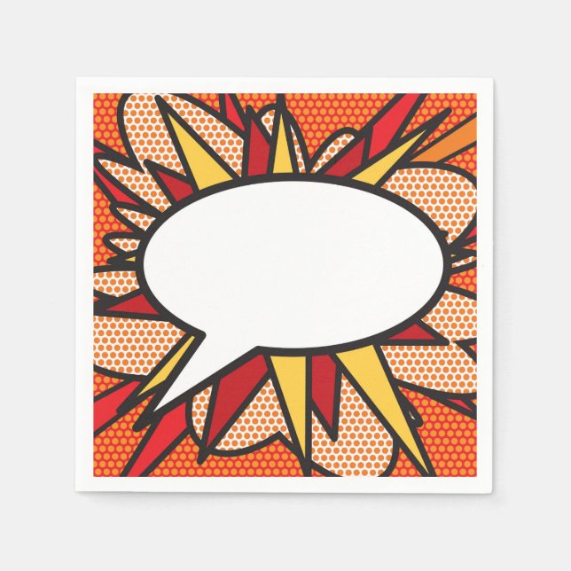 Modern Fun Retro Comic Book Speech Bubble Napkin (Front)