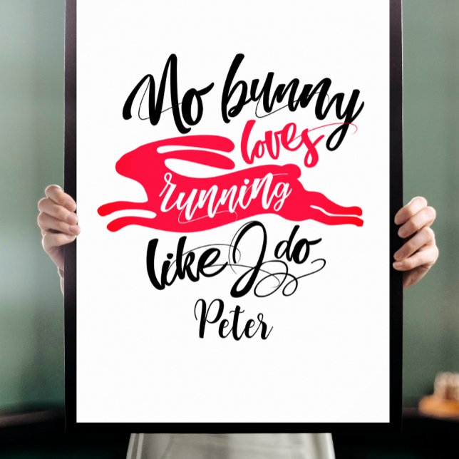 Modern Fun Run Motivation Red Bunny Calligraphy Poster (Creator Uploaded)