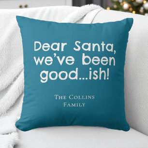 Modern Fun Santa Teal Personalised Humour Christma Cushion