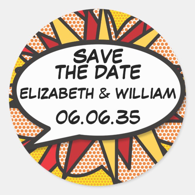 Modern Fun Save the Date Classic Round Sticker (Front)
