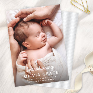 Modern Fun Script Introducing Baby Birth Announcement