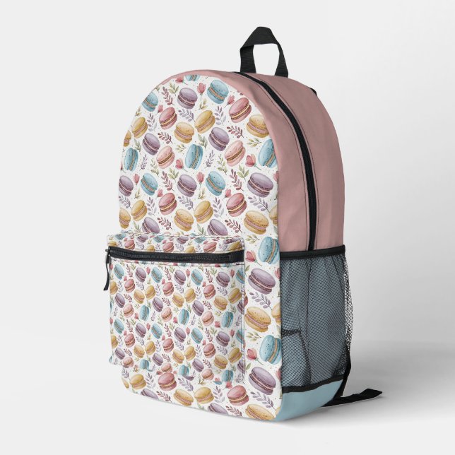 Modern Fun Sweet Macaroons Printed Backpack (Back Corner Right)