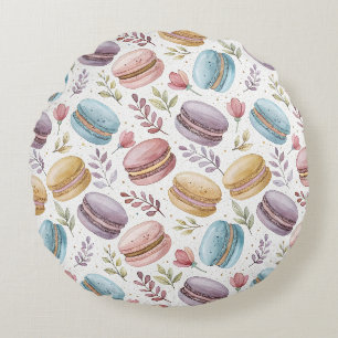 Modern Fun Sweet Macaroons Round Cushion